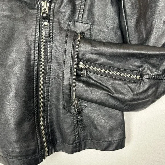 Max Studio Black Faux Leather Moto Jacket - Picture 3 of 10